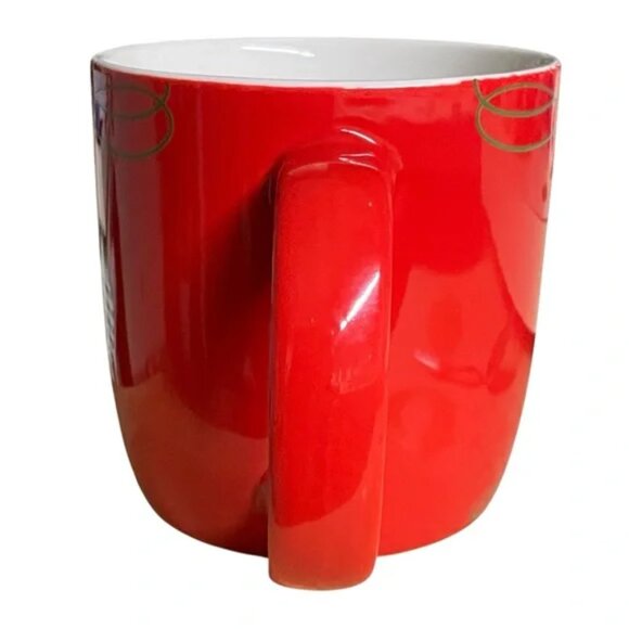 STARBUCKS 2020 ceramic holiday SOUPER mug red gold trim soup cocoa coffee 18 oz - Picture 3 of 12